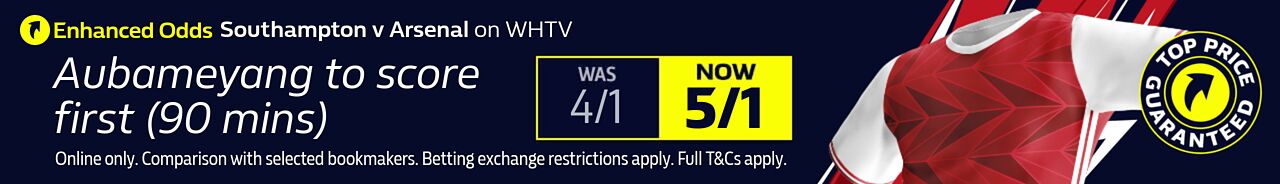 Southampton v Arsenal TPG - Aubameyang to score first (90 mins) - 23/01