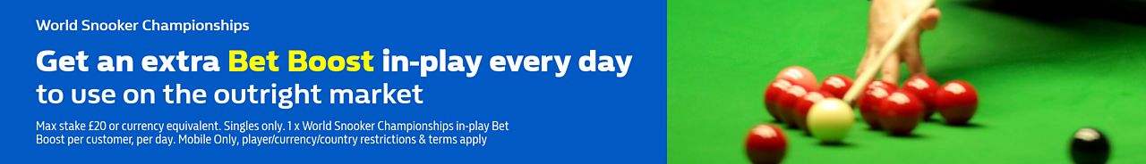 World Snooker Championships - Get an extra Bet Boost in-play every day