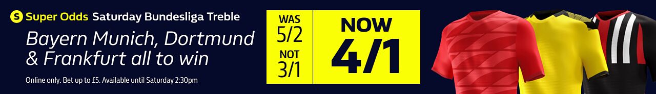 Bundesliga Super Odds - Bayern Munich, Dortmund And Frankfurt All To Win 4/1