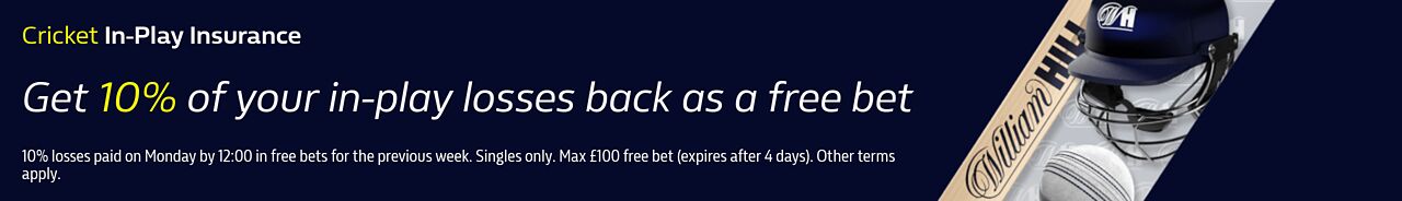Get 10% of your In-Play losses back as a free bet on cricket